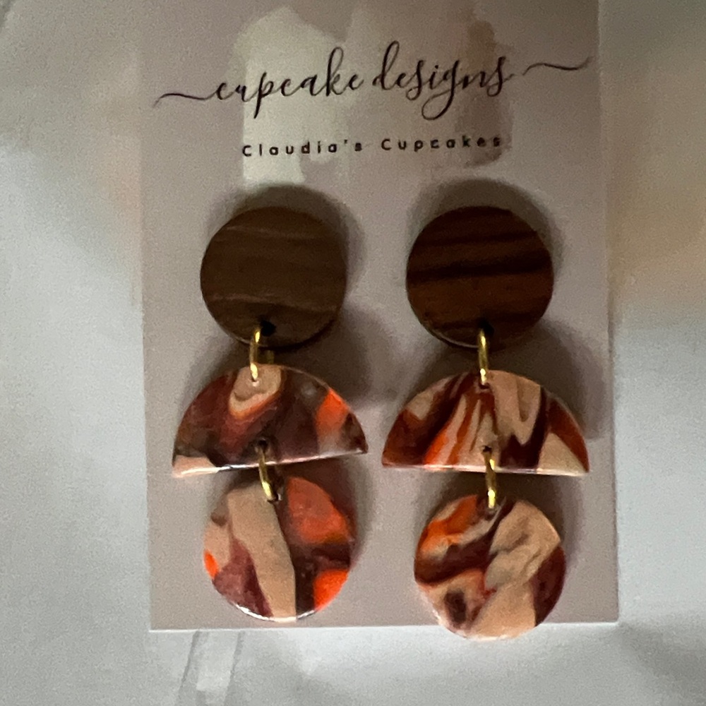 Hand Crafted Brown and Orange Earrings